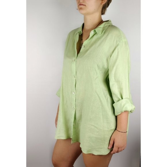 New J. Jill linen button down Long sleeve shirt L - Picture 15 of 16
